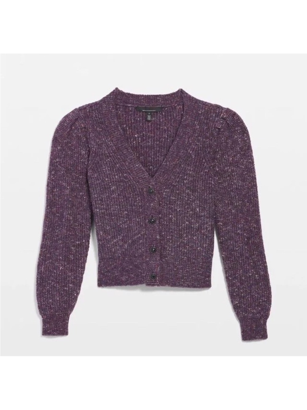 White House Black Market Cardigan Sweater puff sleeve V-Neck Jewel button wool M - Picture 3 of 14
